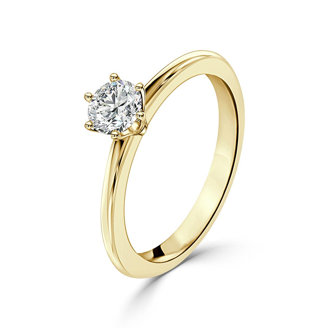 Diamantový zásnubný prsteň July, žlté zlato