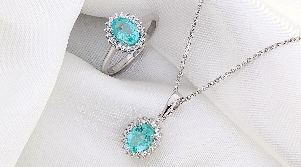 Luxusný set s tumalínmi paraíba