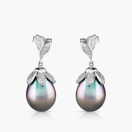 Obľúbené šperky - Perlové náušnice Pearl Drops, biele zlato