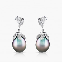 Perlové náušnice Pearl Drops, biele zlato
