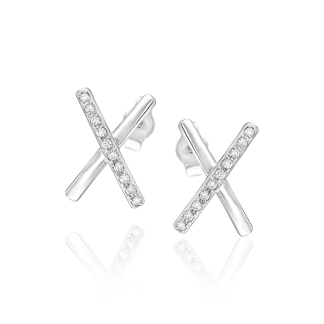 Diamantové náušnice Criss Cross, biele zlato