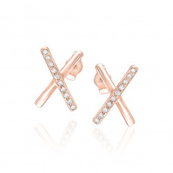 Diamantové náušnice Criss Cross, ružové zlato