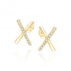 Diamantové náušnice Criss Cross, žlté zlato