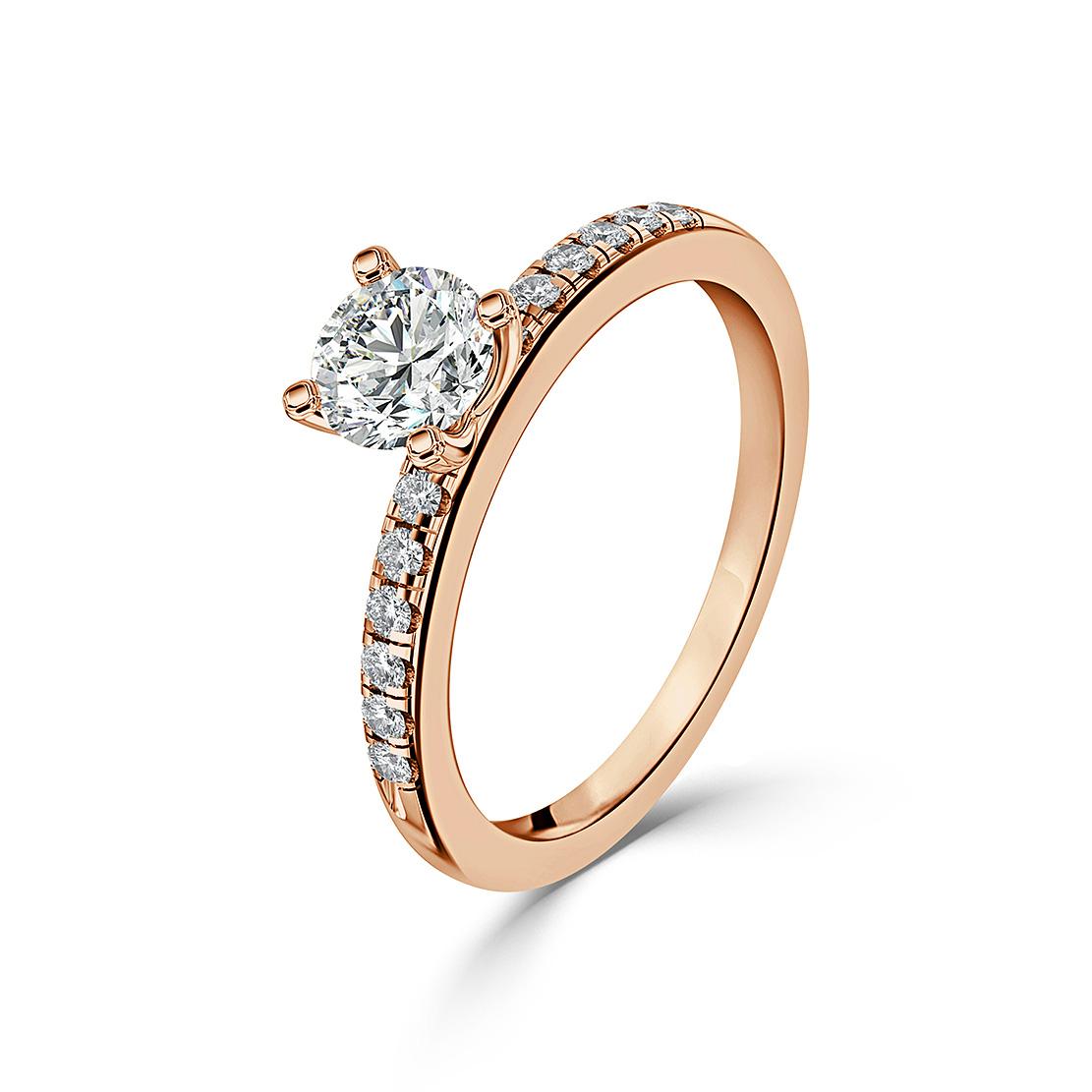 Diamantový zásnubný prsteň Diva, ružové zlato