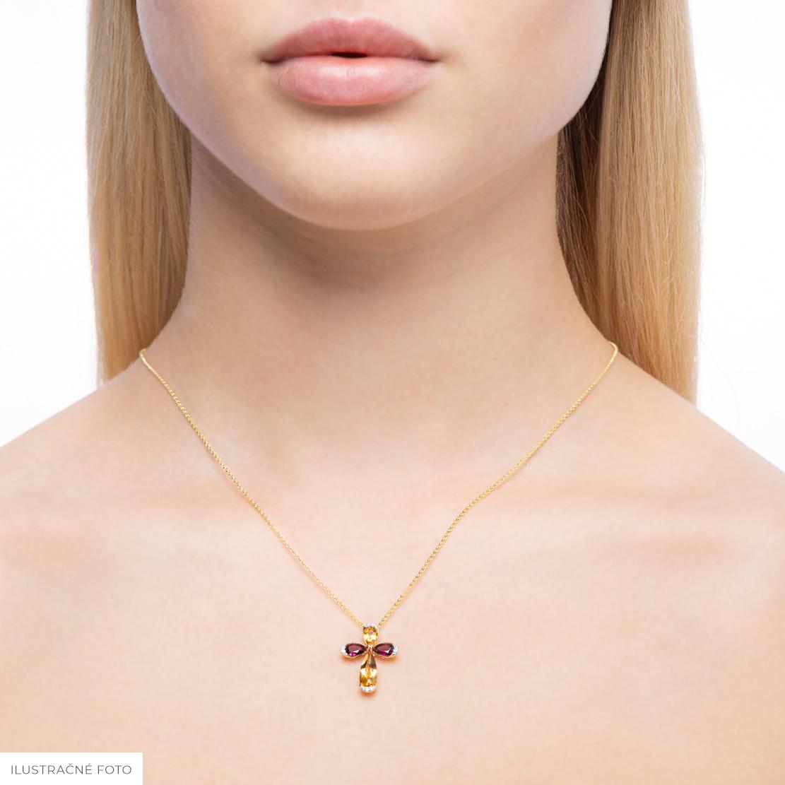 Citrínový prívesok Holy, žlté zlato, krížík