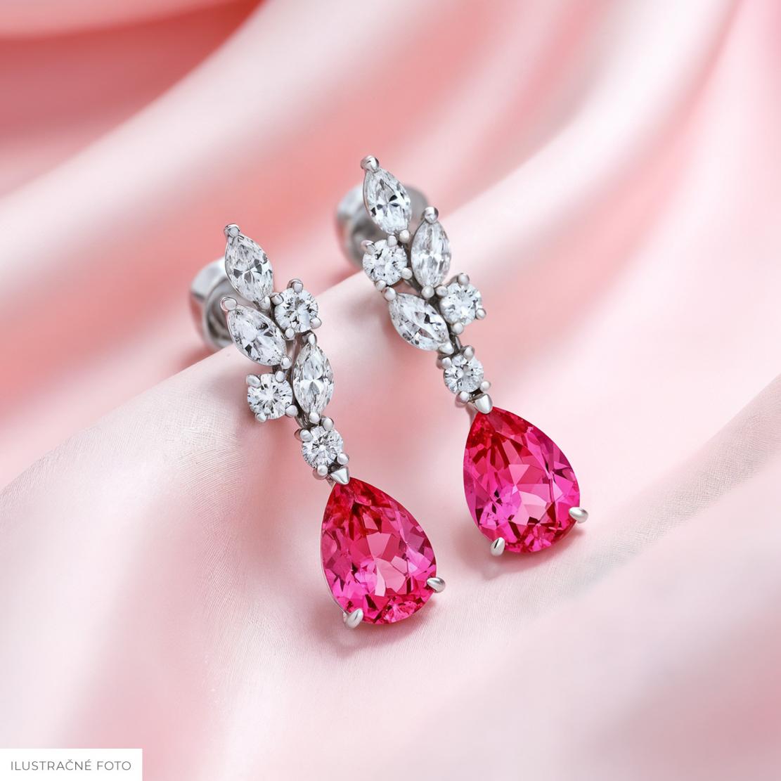 Spinelové náušnice Rumba, biele zlato