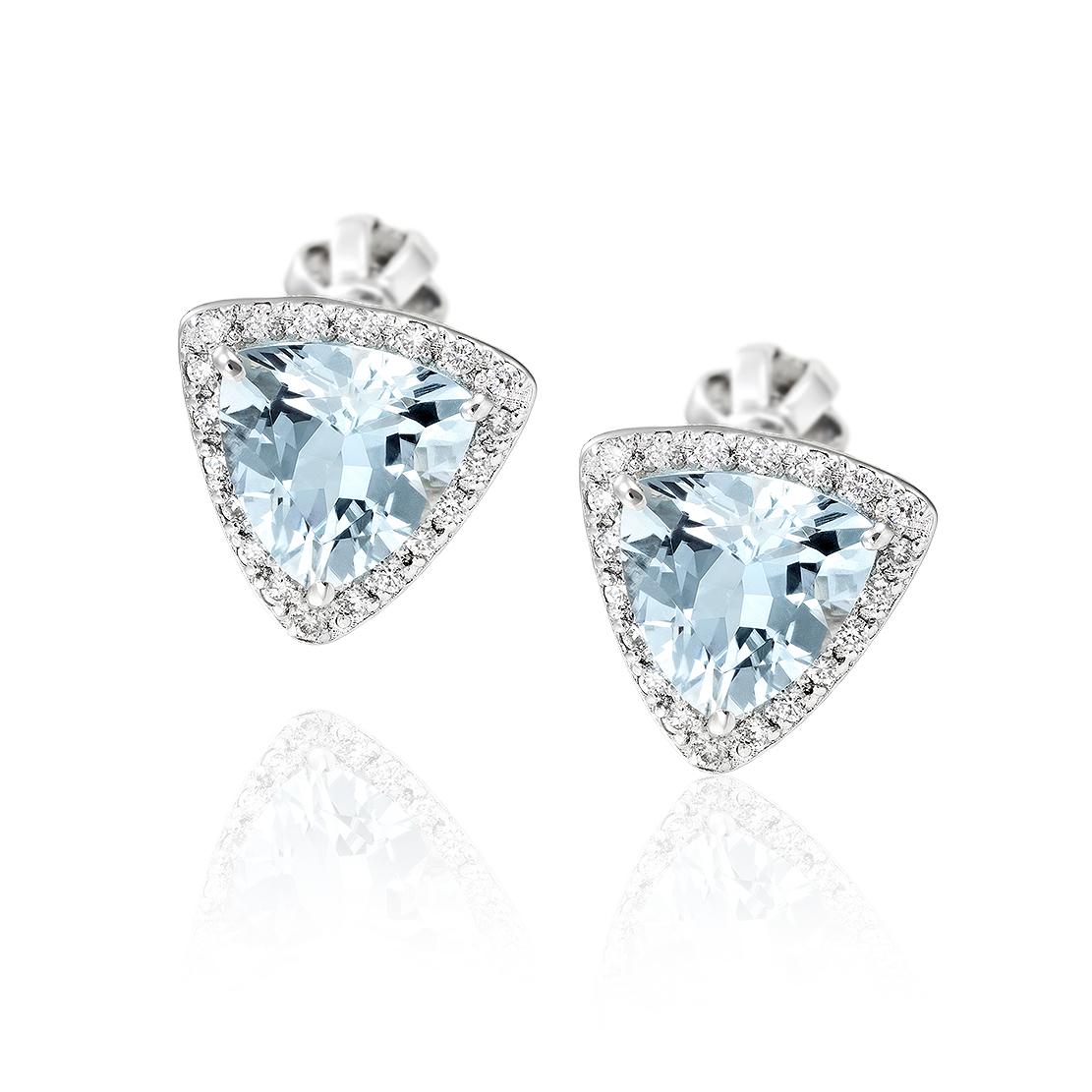 Akvamarínové náušnice Ninive, biele zlato