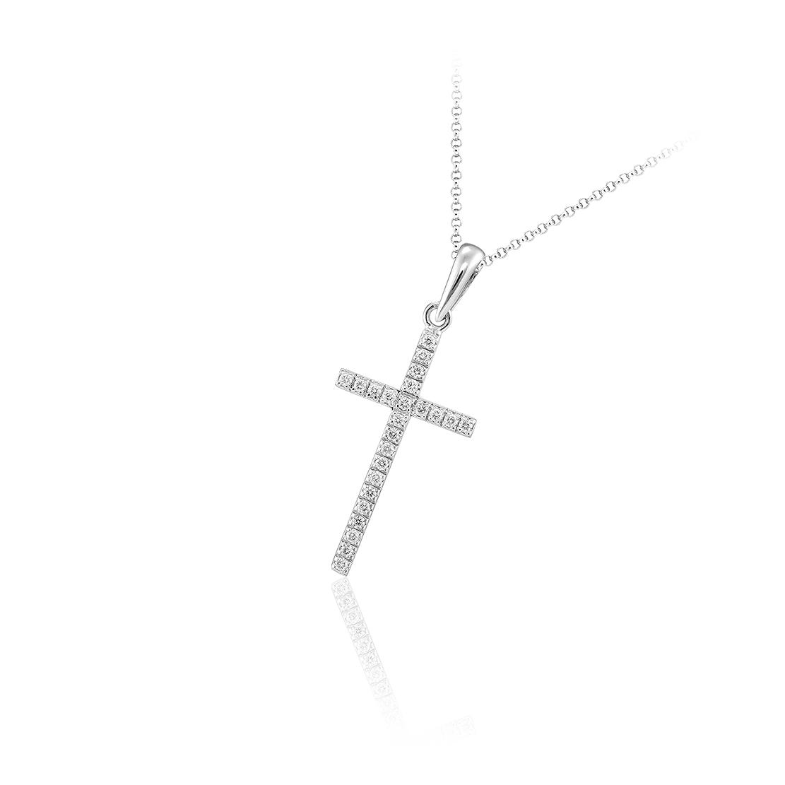 Diamantový prívesok Kruis, biele zlato, krížík