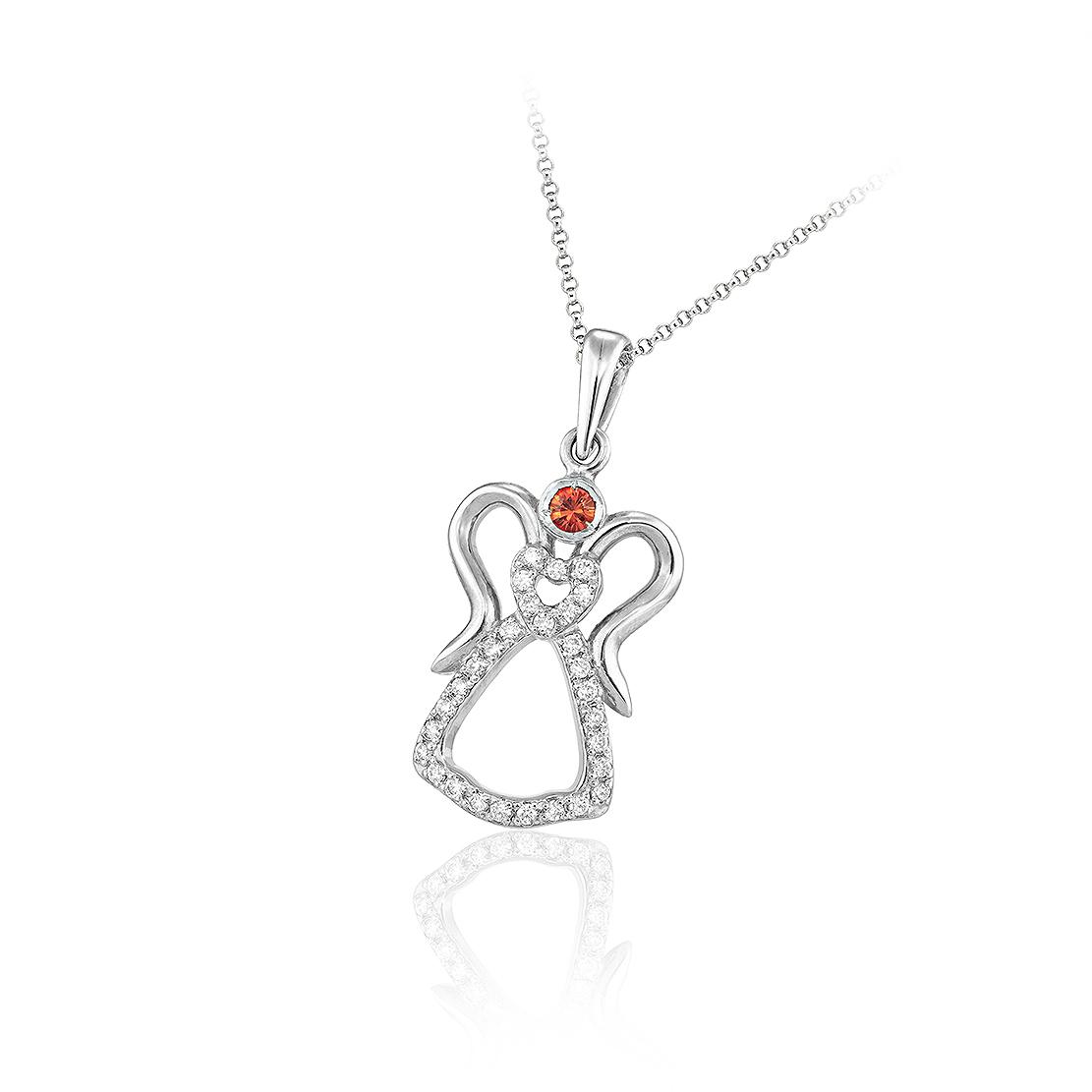 Zafírový prívesok Cascais, biele zlato, anjelik