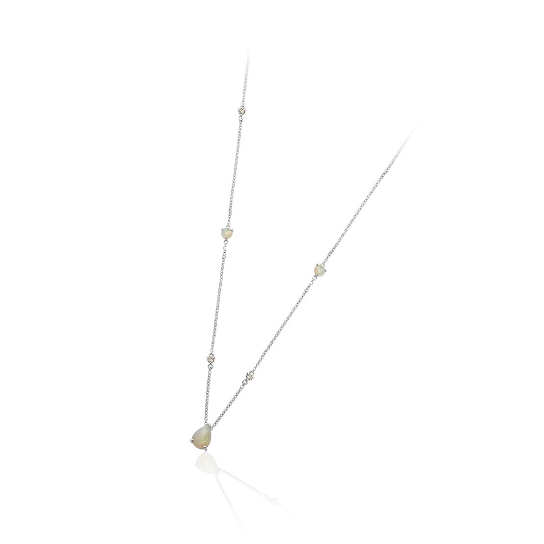 Opálový náhrdelník Bewitch, biele zlato
