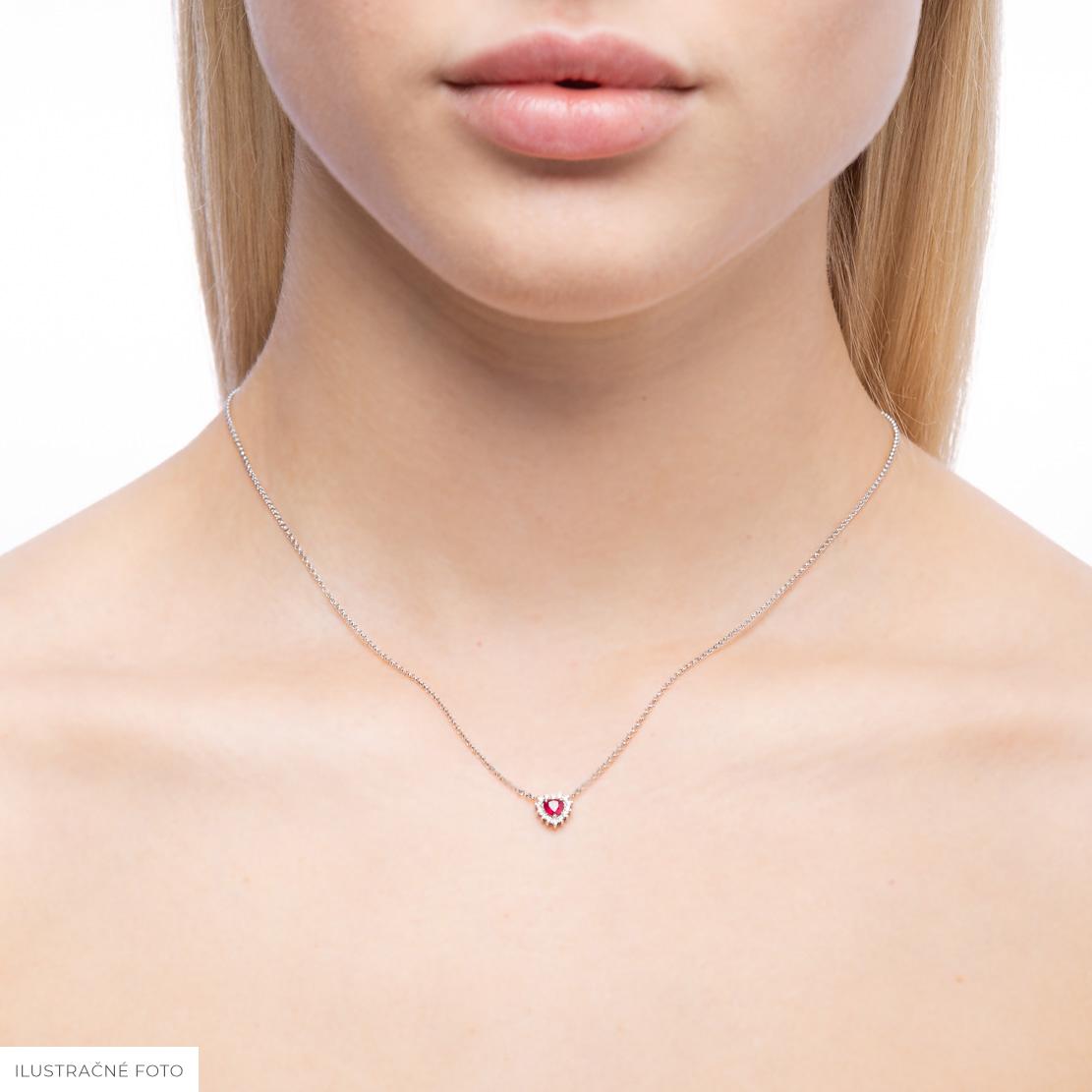Smaragdový náhrdelník Ti amo, biele zlato, srdce