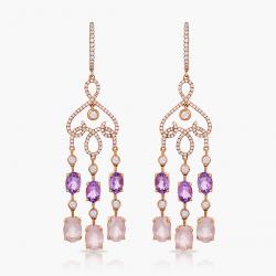 Drahokamové náušnice Princess, ružové zlato