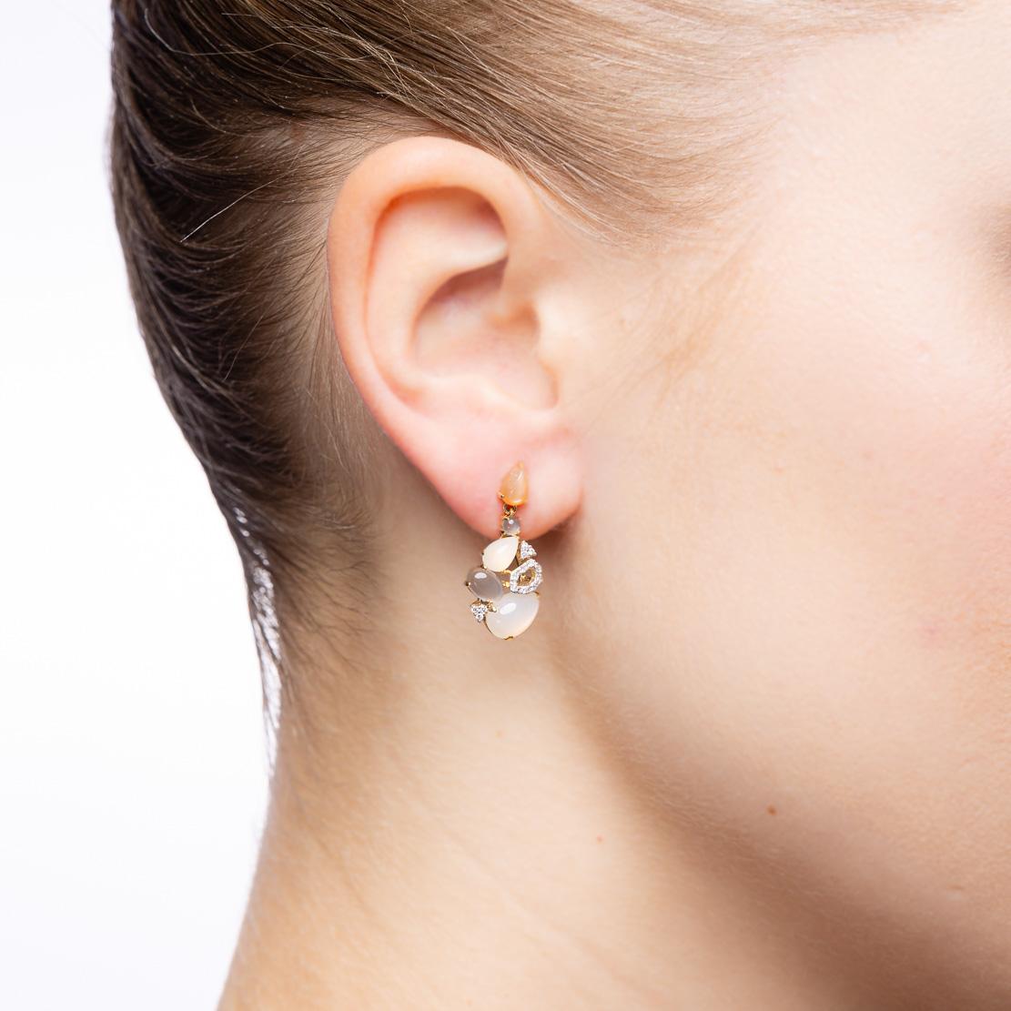 Drahokamové náušnice Heaven, žlté zlato