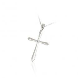 Diamantový prívesok Worship, biele zlato, krížík
