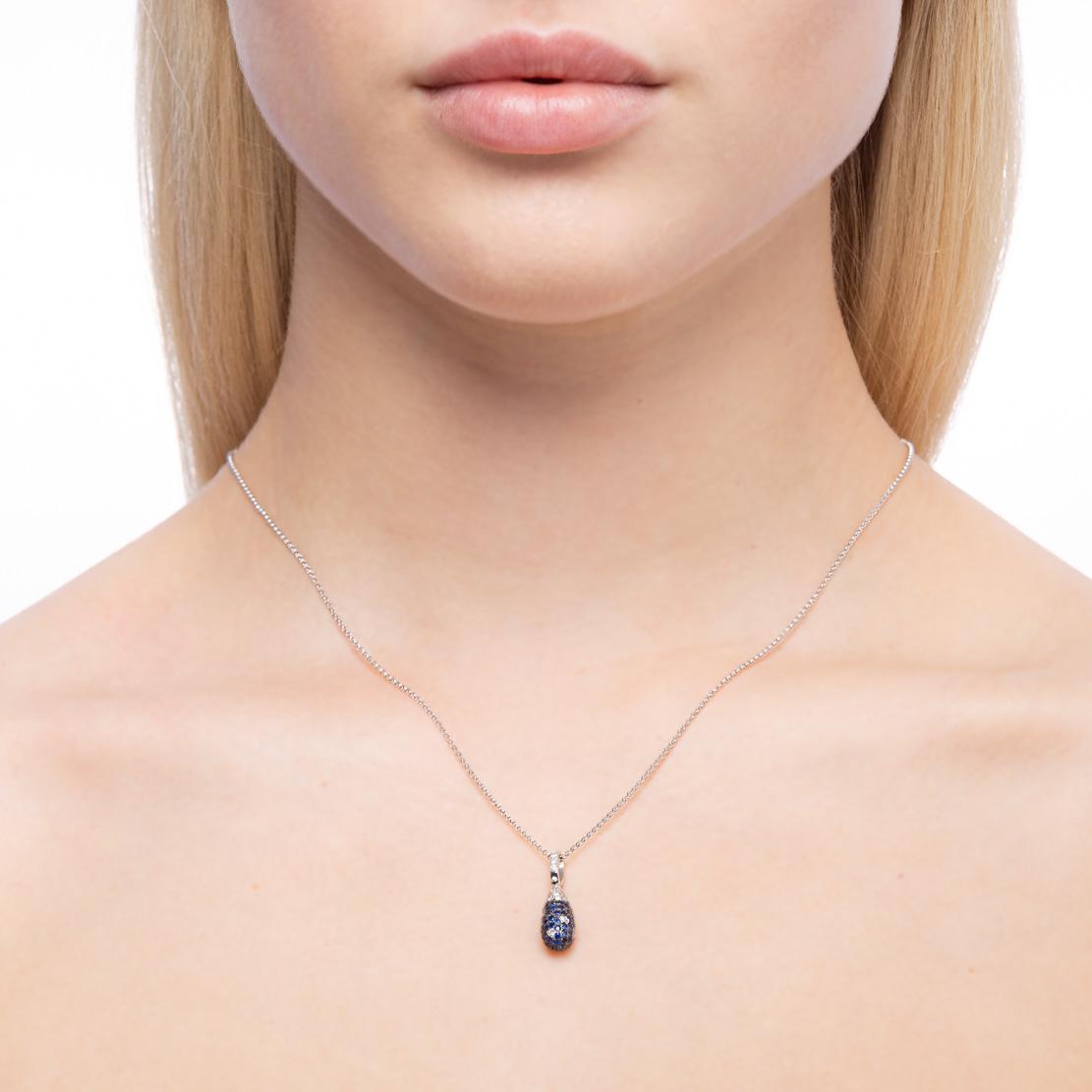 Zafírový prívesok Angel, biele zlato