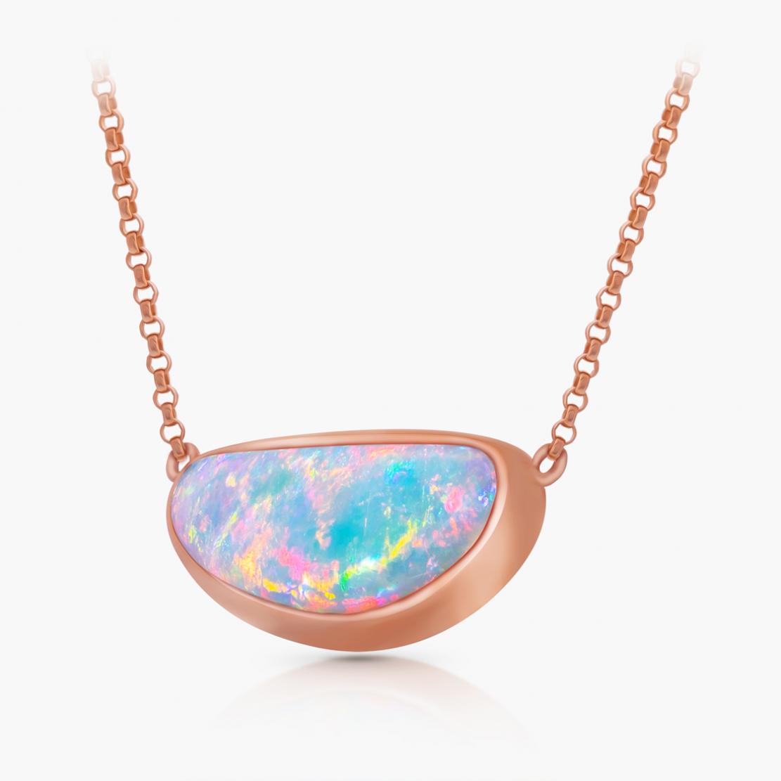 Opálový náhrdelník Beating Heart, ružové zlato