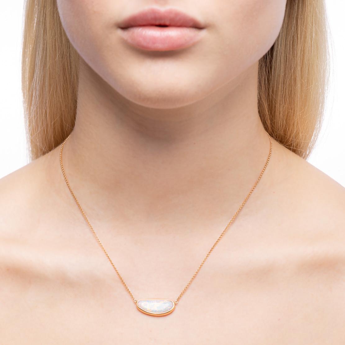 Opálový náhrdelník Beating Heart, ružové zlato