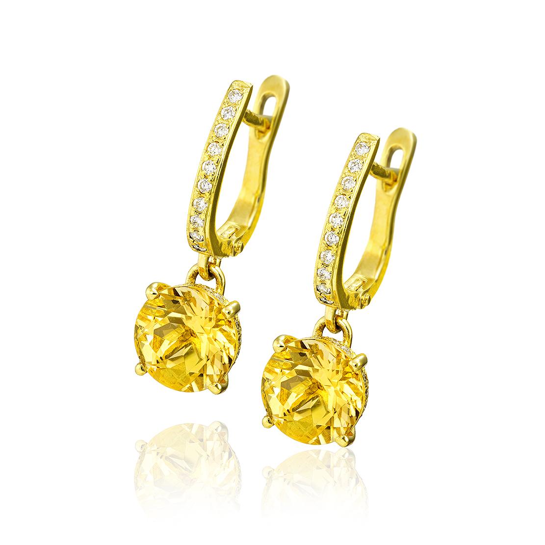 Berylové náušnice Pellerine, žlté zlato