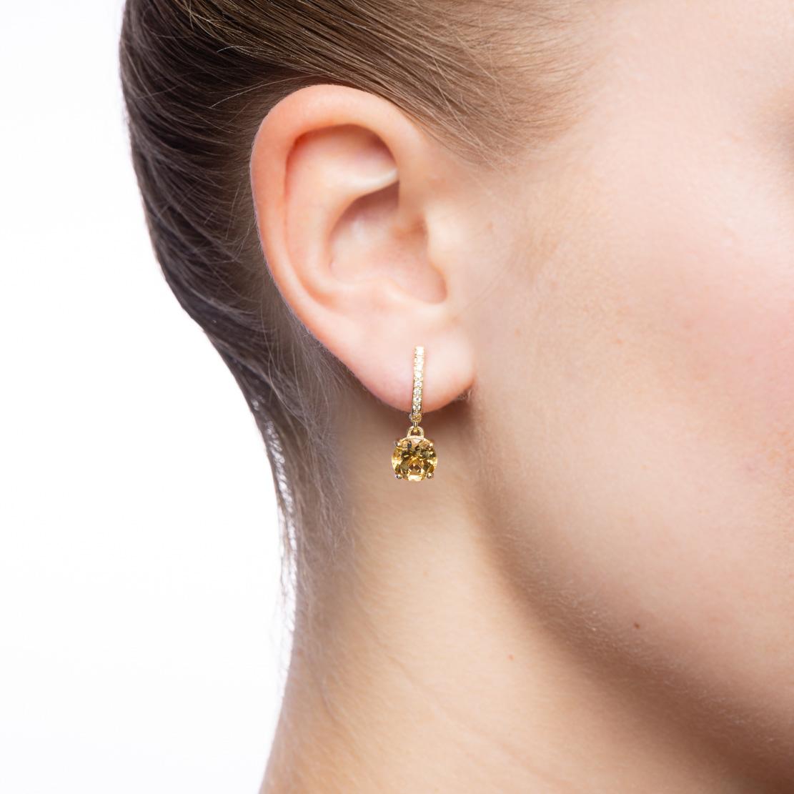 Berylové náušnice Pellerine, žlté zlato