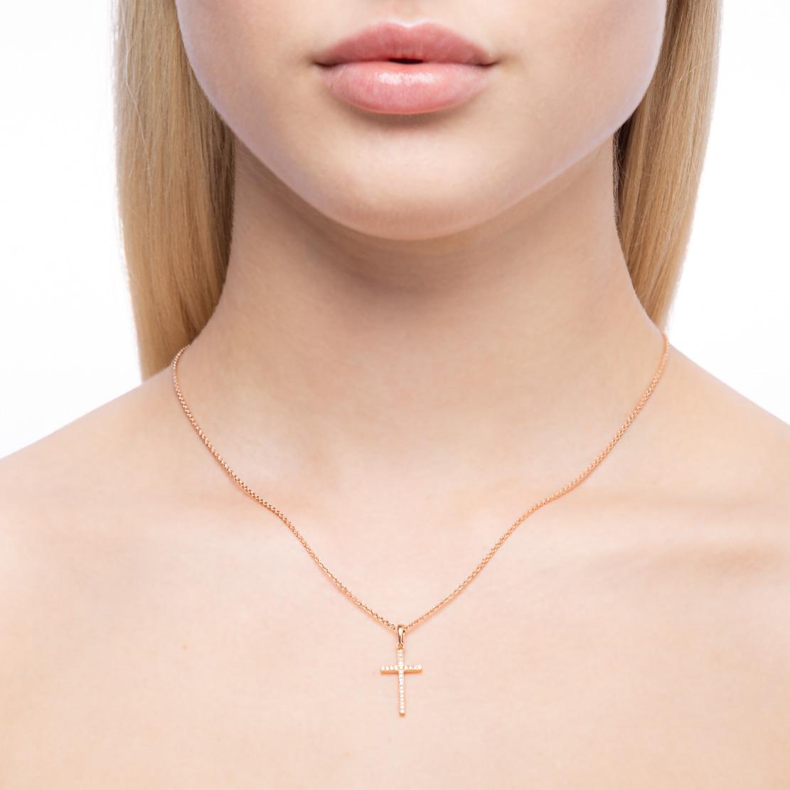 Diamantový prívesok Kruis, ružové zlato, krížík