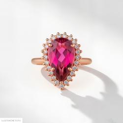 Turmalínový prsteň  Rosa Tourmalina, ružové zlato