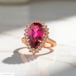 Turmalínový prsteň  Rosa Tourmalina, ružové zlato