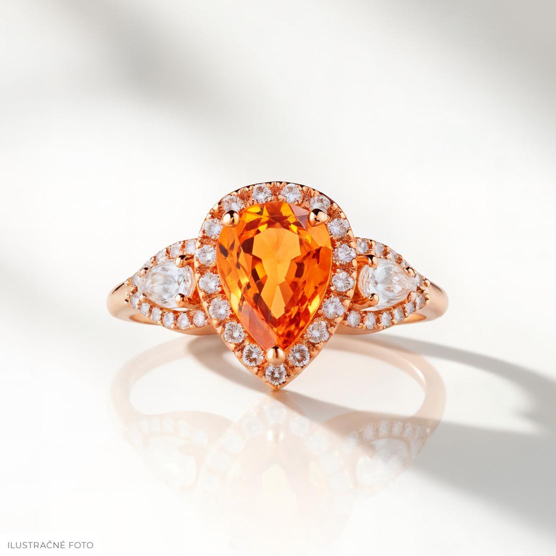 Spessartínový prsteň Mandarin, ružové zlato