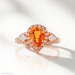 Spessartínový prsteň Mandarin, ružové zlato