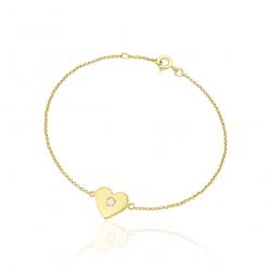 Diamantový náramok Sheen, žlté zlato, srdce