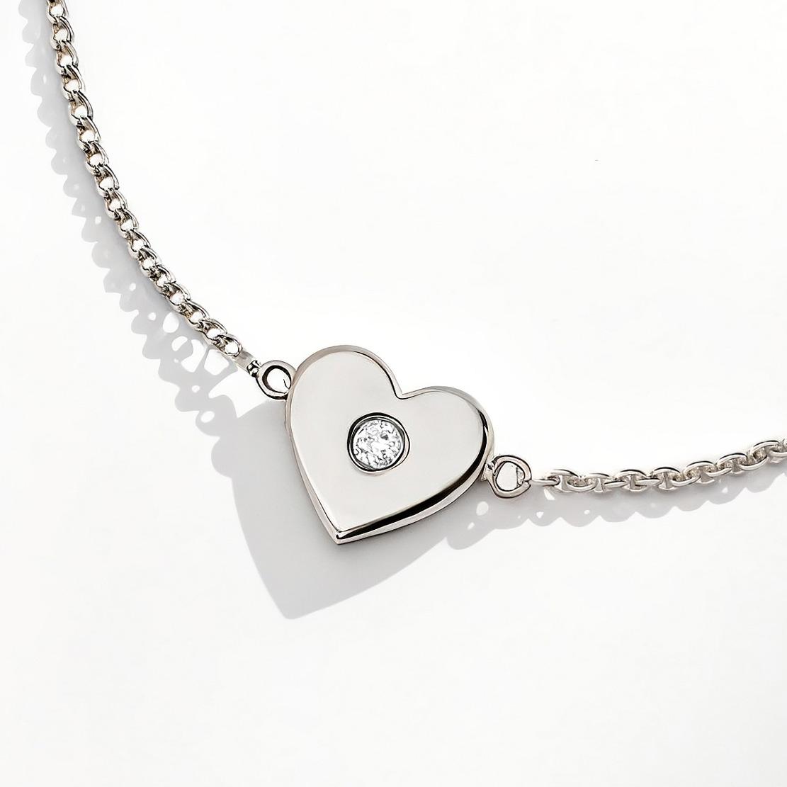 Diamantový náramok Sheen, biele zlato, srdce