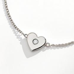 Diamantový náramok Sheen, biele zlato, srdce