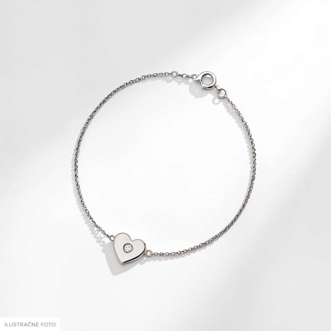 Diamantový náramok Sheen, biele zlato, srdce