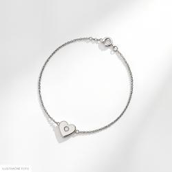 Diamantový náramok Sheen, biele zlato, srdce