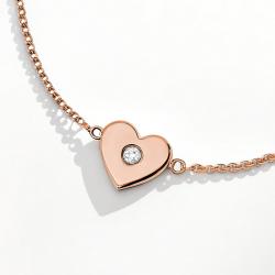 Diamantový náramok Sheen, ružové zlato, srdce