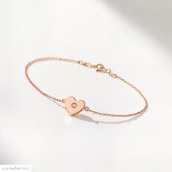 Diamantový náramok Sheen, ružové zlato, srdce