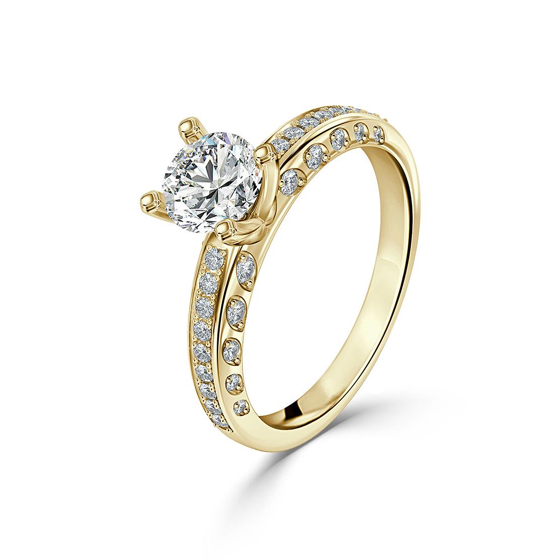 Diamantový zásnubný prsteň Luna, žlté zlato