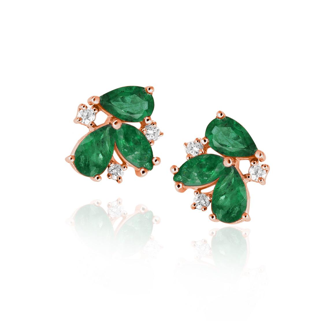 Smaragdové náušnice Alais, ružové zlato