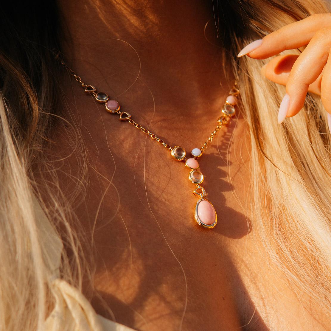 Drahokamový náhrdelník Gloaming, růžové zlato