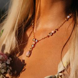 Drahokamový náhrdelník Gloaming, růžové zlato