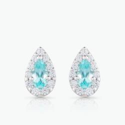 Paraibové náušnice  Miraggio, biele zlato