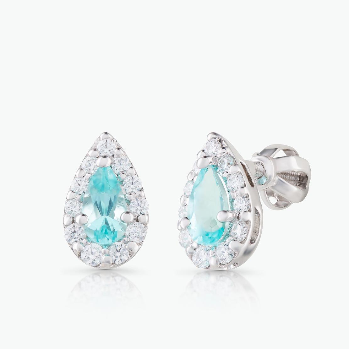 Paraibové náušnice  Miraggio, biele zlato