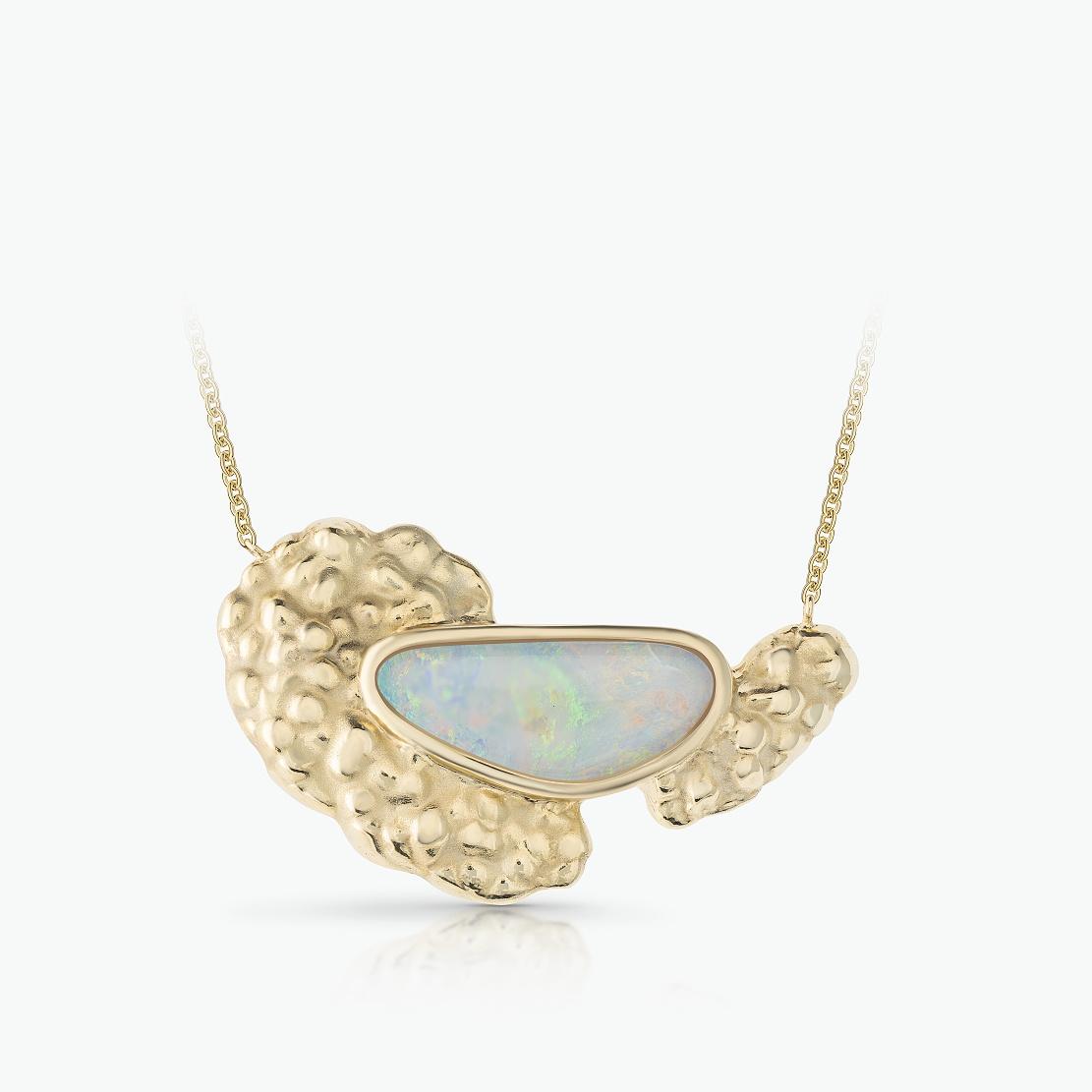 Opálový náhrdelník Hidden Fire, žluté zlato