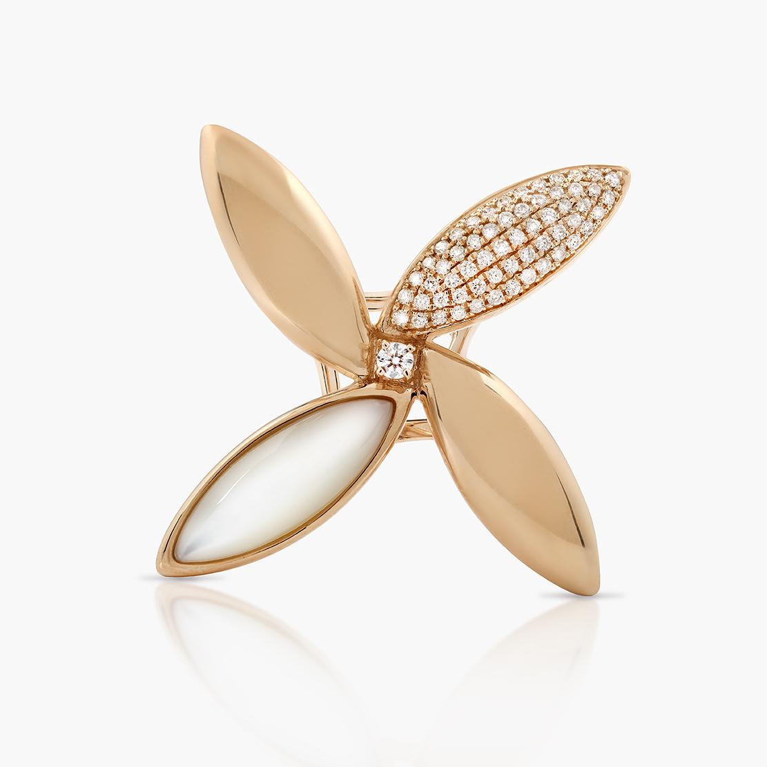 Perleťový prsten Soar, růžové zlato