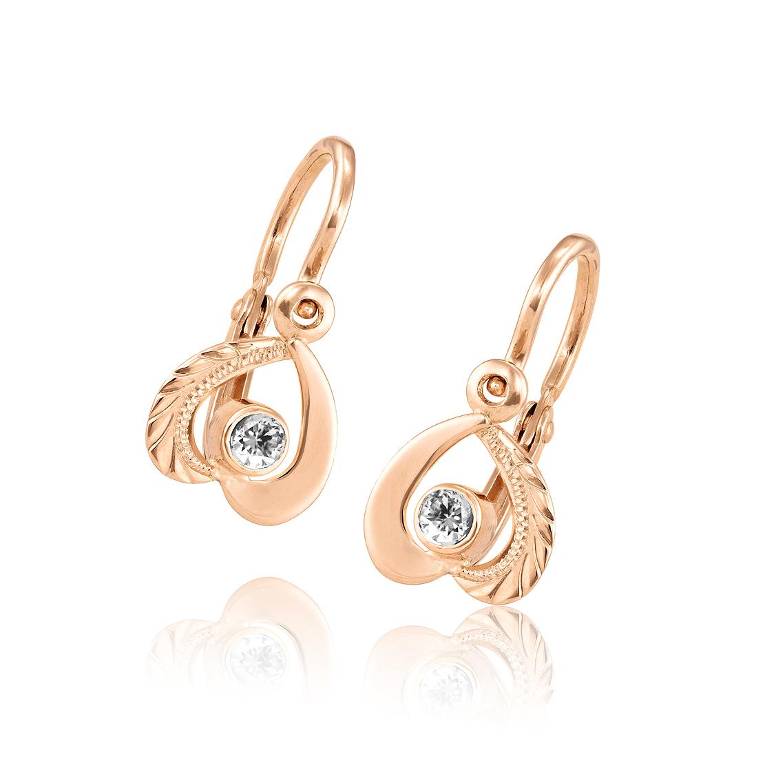 Diamantové náušnice Jahôdky, ružové zlato