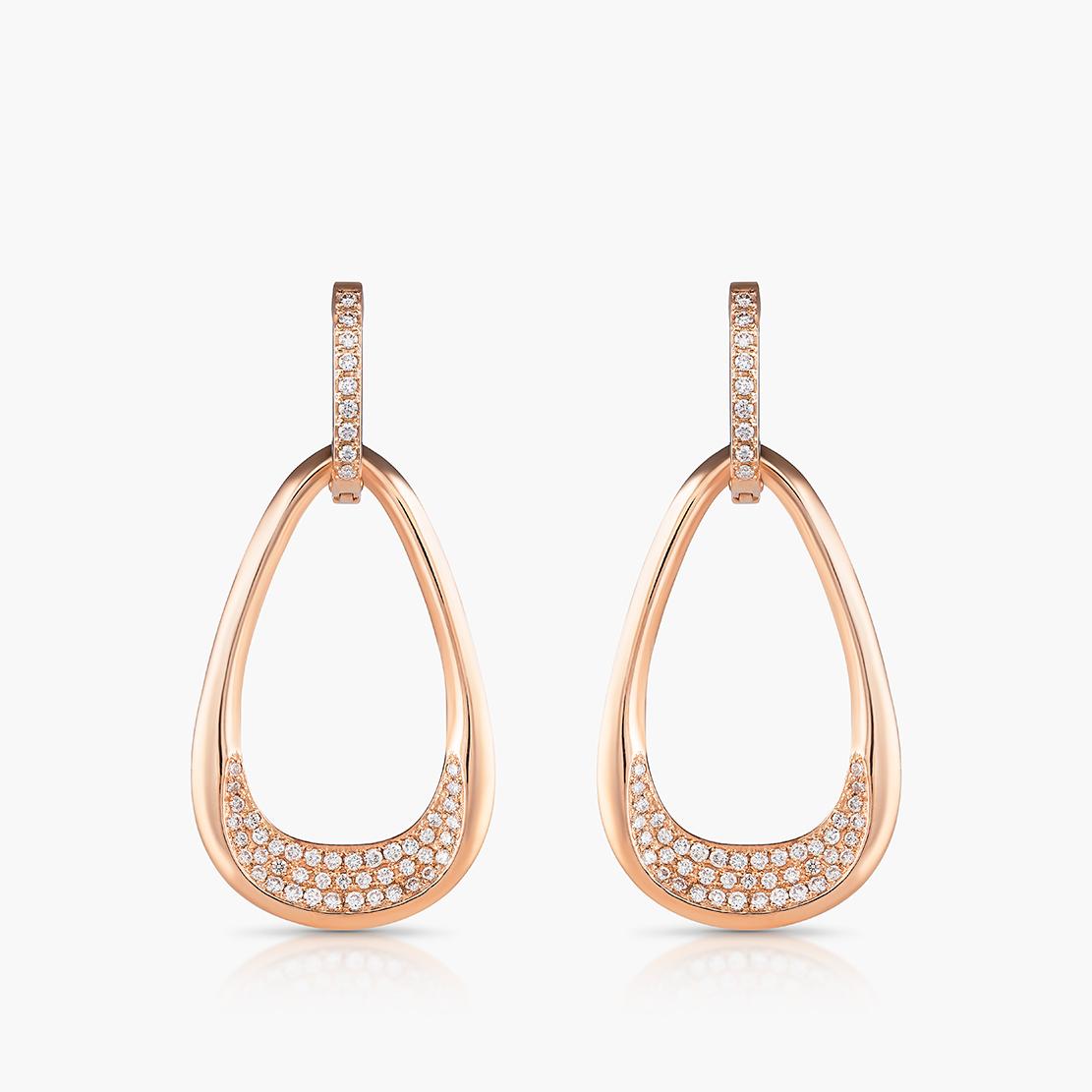 Diamantové náušnice Lágrima Dorada, růžové zlato
