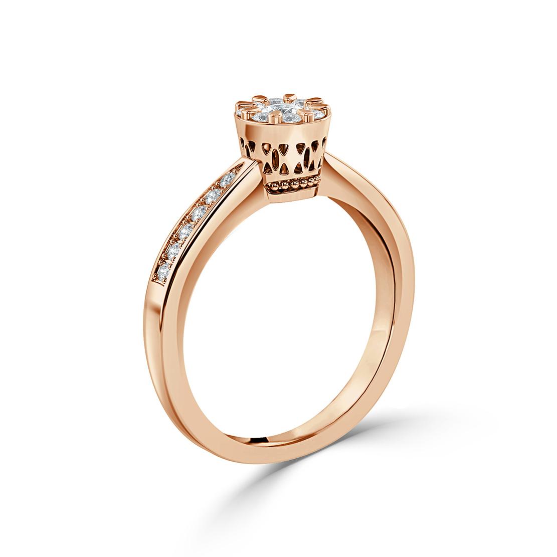 Diamantový zásnubní prsten Lyndsy, růžové zlato