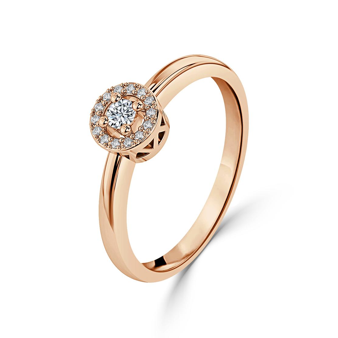 Diamantový zásnubní prsten Moon, růžové zlato