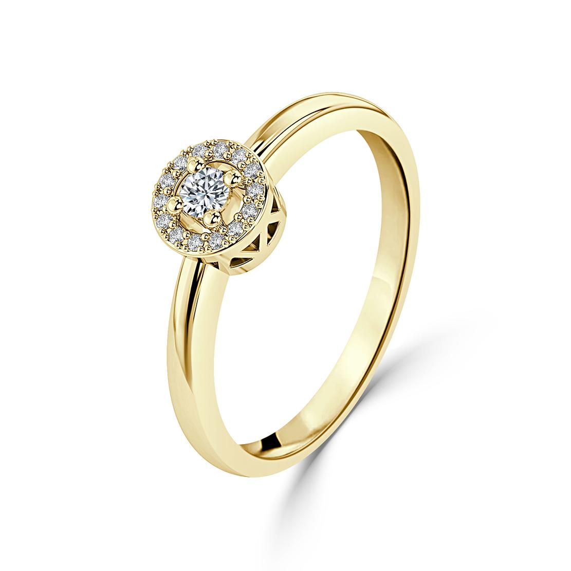 Diamantový zásnubní prsten Moon, žluté zlato