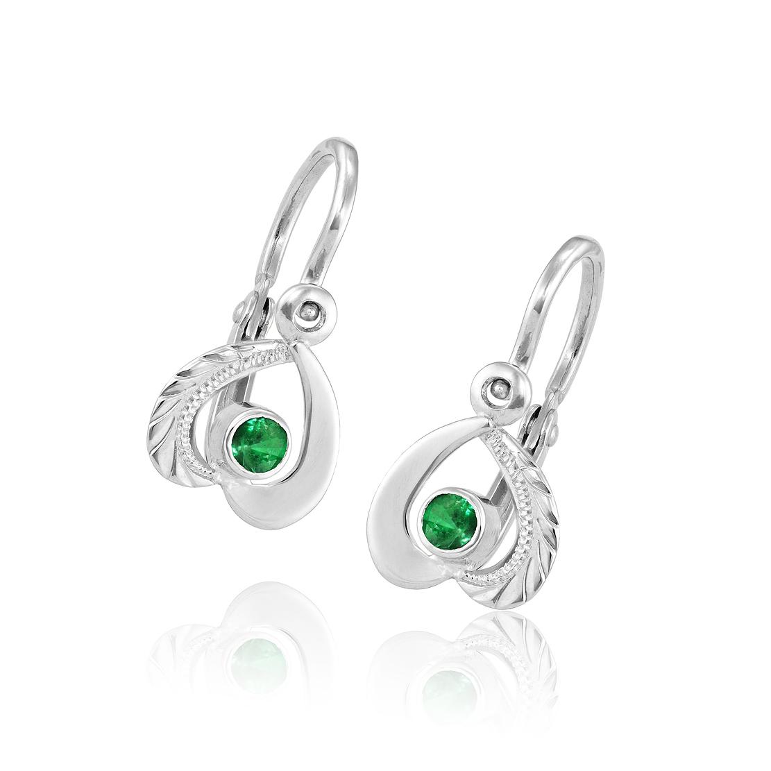 Smaragdové náušnice Jahôdky, biele zlato