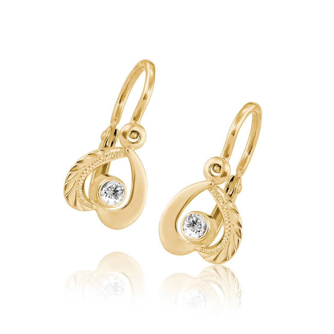 Diamantové náušnice Jahôdky, žlté zlato